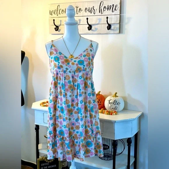 Keep Blooming Multicolor Floral Dress 💙💛💗 - Picture 1 of 8